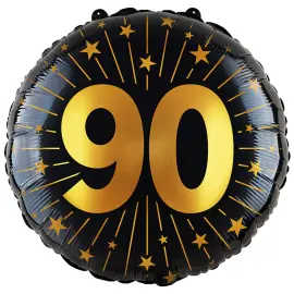 Folieballong med Stjerner og Tallet 90