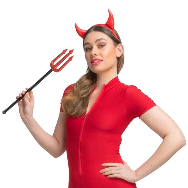 Skimrende Hårbøyle med Djevelhorn Rød