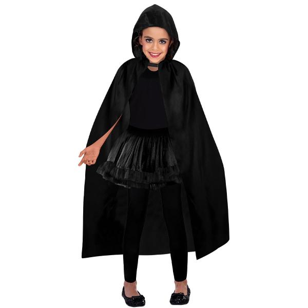 Svart Cape med Hette Barn