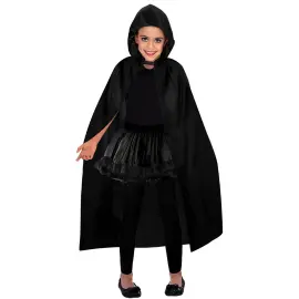 Svart Cape med Hette Barn