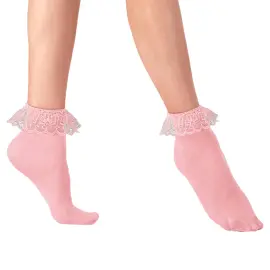 Rosa Sokker med Blonder