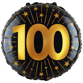 Folieballong med Stjerner og Tallet 100