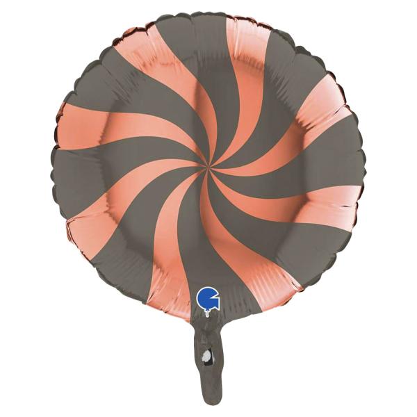 Folieballong Swirly Rosegull & Platinum Grå