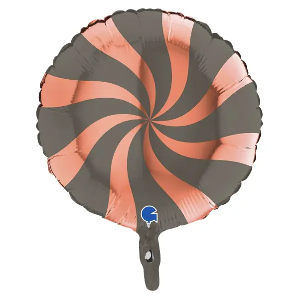 Folieballong Swirly Rosegull & Platinum Grå