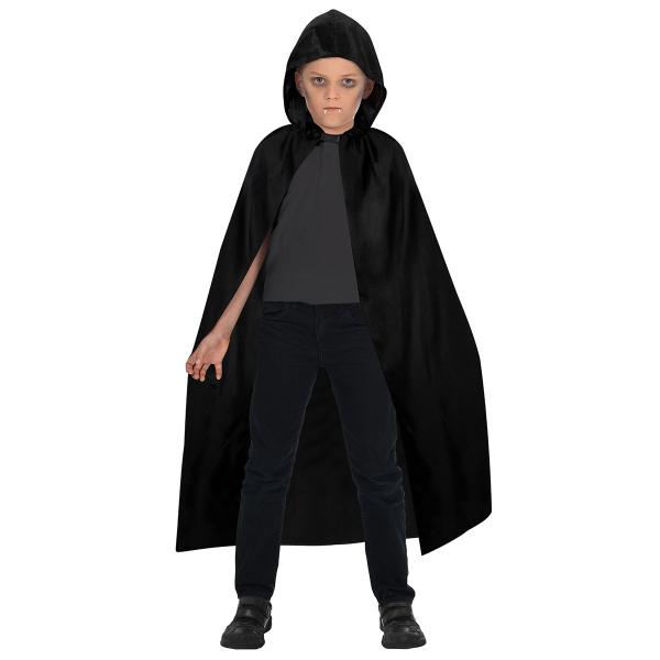 Svart Cape med Hette Barn