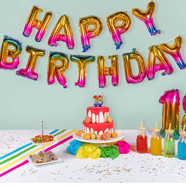 Folieballong Girlander Happy Birthday