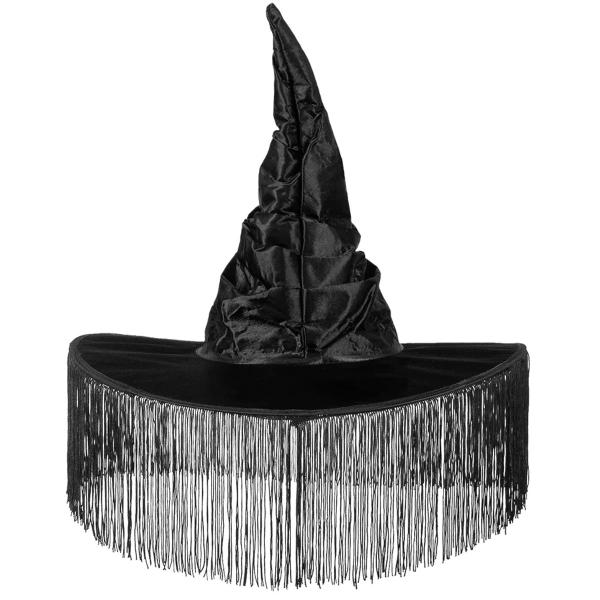 Svart Heksehatt med Frynser