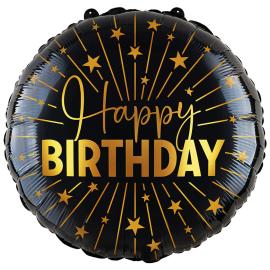 Happy Birthday Folieballong med Stjerner