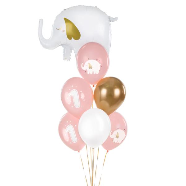 1 års Latexballonger Elefant Lyserosa Mix