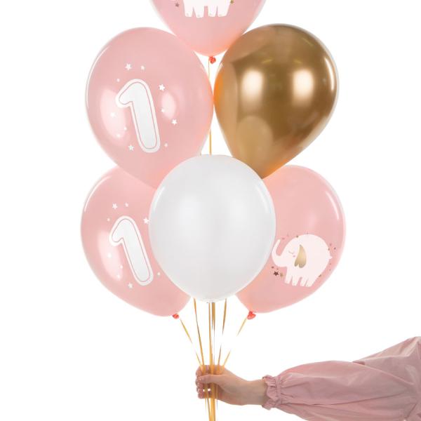1 års Latexballonger Elefant Lyserosa Mix