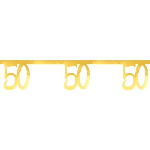 50 Års Girlander Metallic Gull