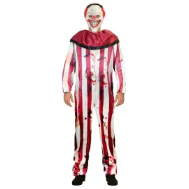 Stripete Klovnedrakt med Maske