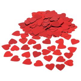 Hjertekonfetti Metallic R&oslash;d 2,5x2,5 cm 85-pakning