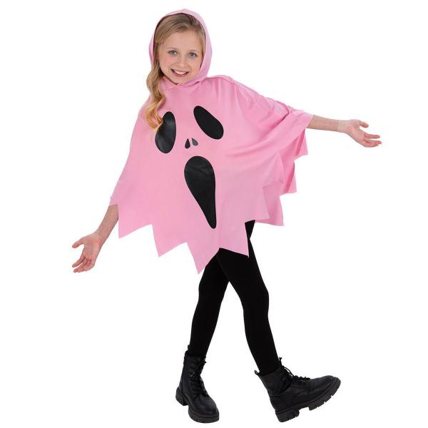 Rosa Spøkelse Poncho til Barn