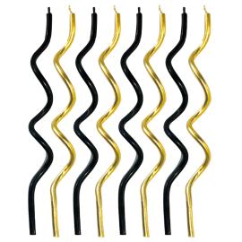 Skruede Kakelys Gull og Svart 8-pakning