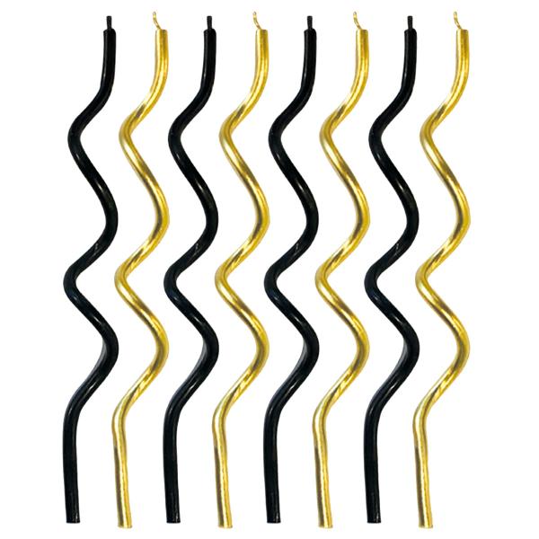 Skruede Kakelys Gull og Svart 8-pakning