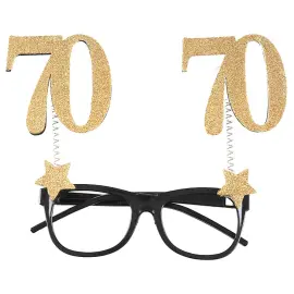 70 Års Briller Glitter Gull