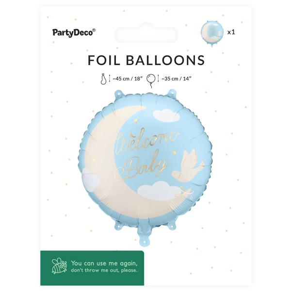 Folieballong Welcome Baby Lyseblå Rund 35 cm
