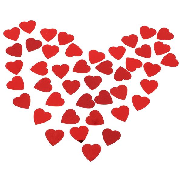 Hjertekonfetti Metallic Rød 2,5x2,5 cm 85-pakning