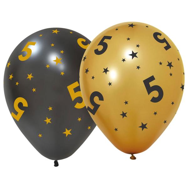 Latexballonger med Stjerner & Tallet 5 6-pakning
