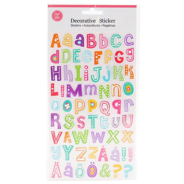 Klistremerker Bokstaver A-Ö Glitter