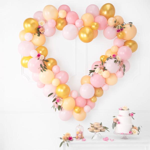 Ballonggirlander Hjerte Rosa & Gull