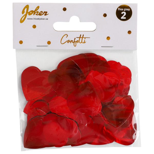 Hjertekonfetti Metallic Rød 2,5x2,5 cm 85-pakning
