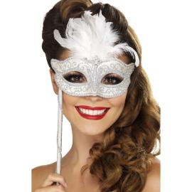 Venetiansk Maske på Pinne Sølv