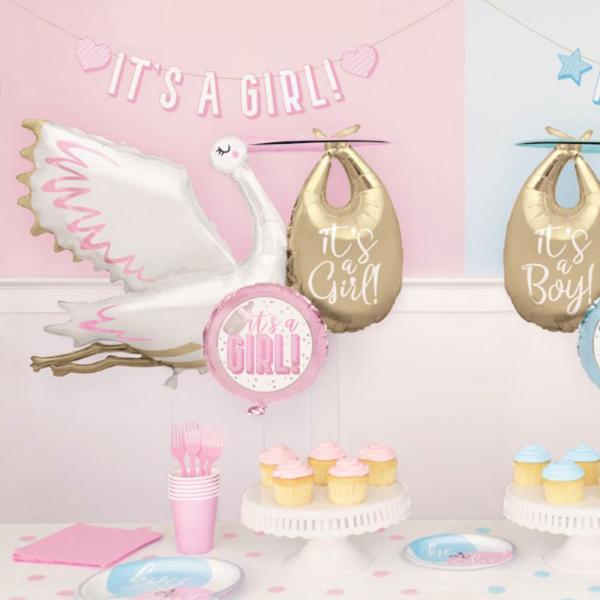 It's a Girl Folieballong Stork