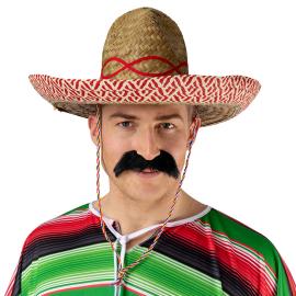 Meksikansk Sombrero Stråhatt Beige/Rød