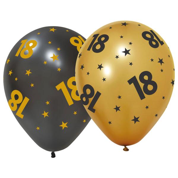 Latexballonger med Stjerner & Tallet 18 6-pakning