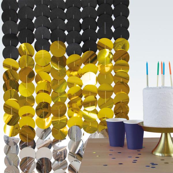 Party Backdrop Svart/Gull/Sølv 170x80 cm