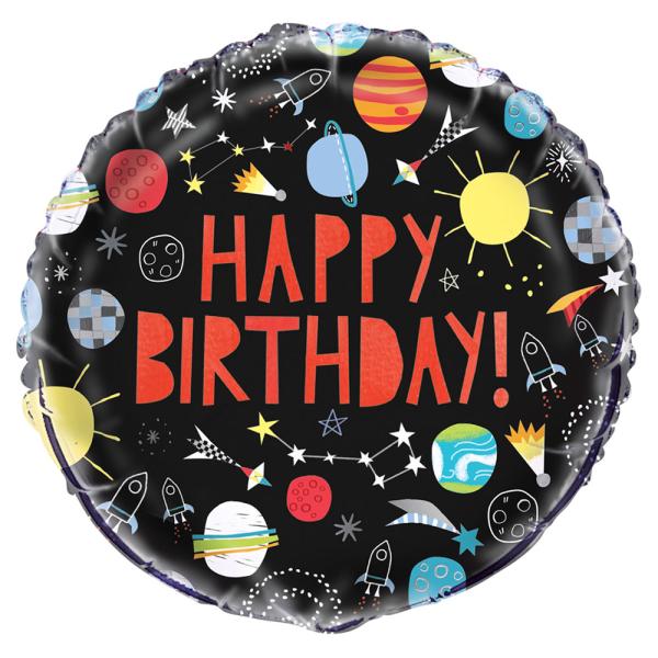 Rommet Folieballong Happy Birthday Outer Space