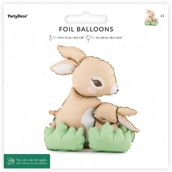 Stående Folieballonger Kaniner med Blader 51x60 cm