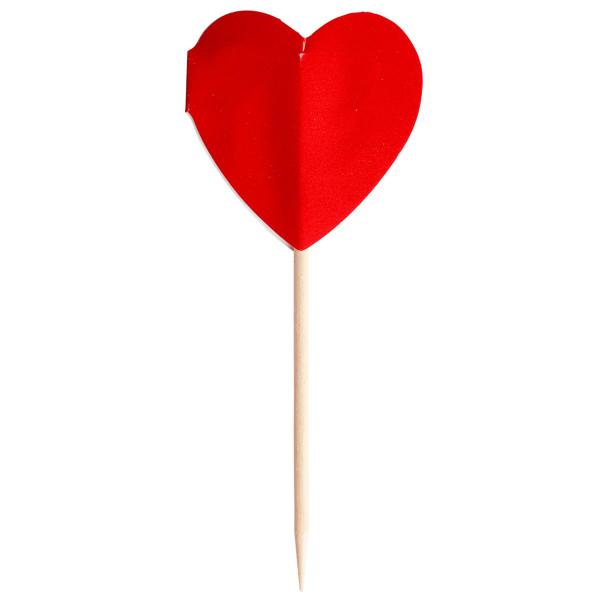 Cake Picks Røde Hjerter 10-pakning
