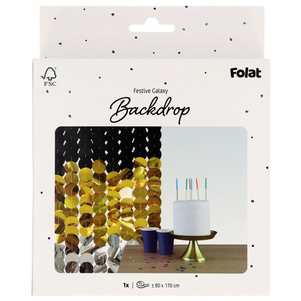 Party Backdrop Svart/Gull/Sølv 170x80 cm