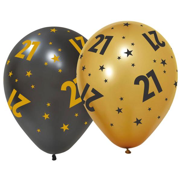 Latexballonger med Stjerner & Tallet 21 6-pakning