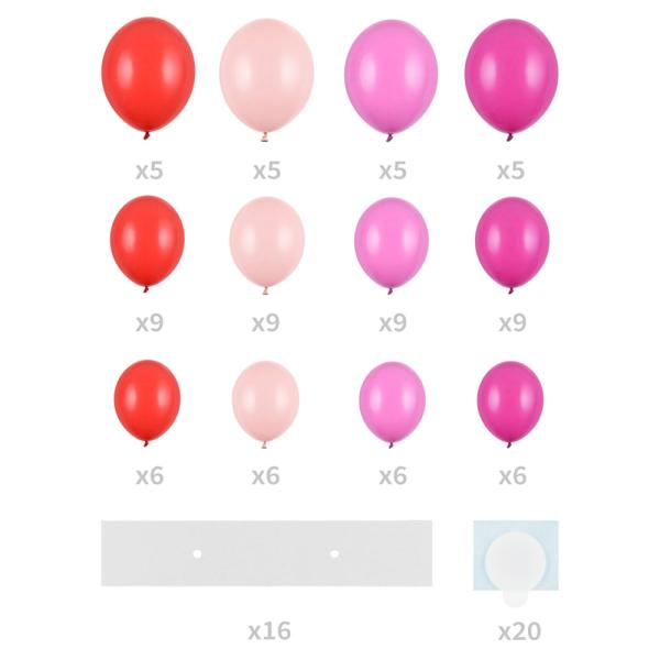 Ballonggirlander Hjerte Rosa & Rød