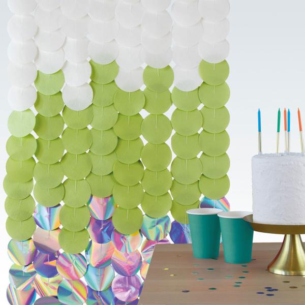 Party Backdrop Hvit/Grønn/Iriserende 170x80 cm