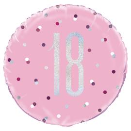 18 års Folieballong Rosa & Sølv