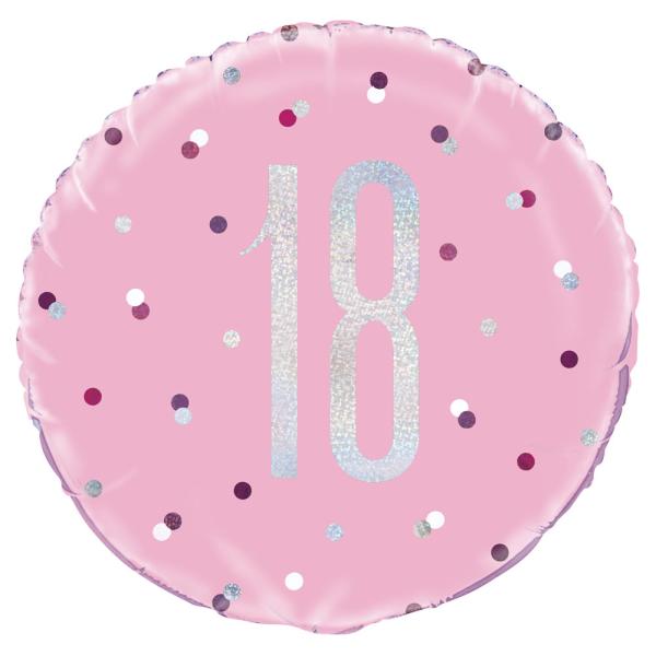 18 års Folieballong Rosa & Sølv