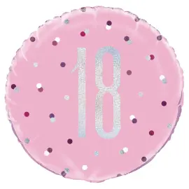 18 års Folieballong Rosa & Sølv