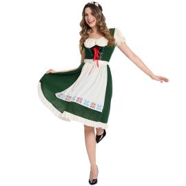 Kjole Oktoberfest Gr&oslash;nn/Hvit