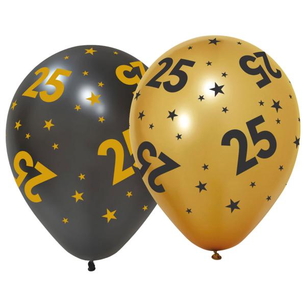 Latexballonger med Stjerner & Tallet 25 6-pakning