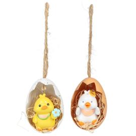 Hengende Kylling i Halv Eggeskall 4x6 cm 2-pakning