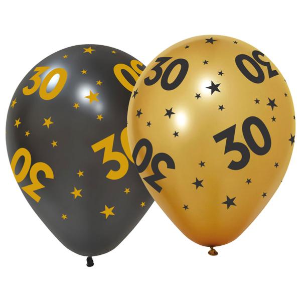 Latexballonger med Stjerner & Tallet 30 6-pakning