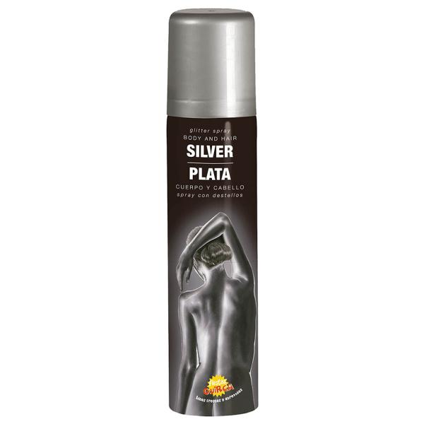 Hår- og Kroppsfarge Glitter Spray Sølv
