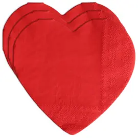 Hjerter Papirservietter R&oslash;d 33 cm 16-pakning