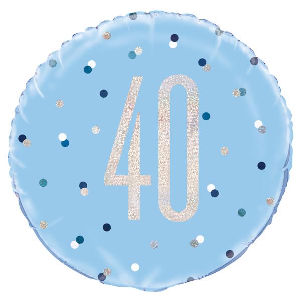 40 års Folieballong Blå & Sølv