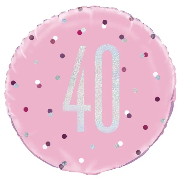 40 års Folieballong Rosa & Sølv